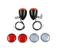 SOUTES Indicators Accessories Motorcycle Turn Signal Light With Bracket For Harley XLH883 For Hugger Dyna Wide Super Glide Street For Fat Bob FXD Bad Boy Cross Bone(Black- Silver)