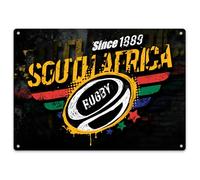 South Africa 1889 Metal Sign Supporters Rugby Pub Garden Nation Decoration Plaque, Small, Black