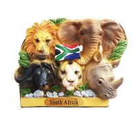 South Africa 3D Big Five Animals Refrigerator Magnet Souvenirs Handmade Resin Magnetic Stickers Home Kitchen Decoration,South Africa Fridge Magnet Collection Gift