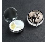 South Africa Animal Pill Box 3 Compartment Pill Case for Purse or Pocket Small Medicine Organizer with Mirror Travel Pillbox Decorative Metal Vitamin Container Unique Gift