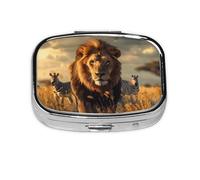 South Africa Animal3_1 Square Mini Pill Case, Compact Metal Pocket Pill Box with 2 Compartments for Travel