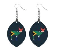 South Africa Antilope Women Dangle Earrings Elegant Wooden Pendant Earring for Daily Wear Apricot Shaped
