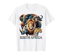 South Africa Big Five Animals Wildlife Pride Art Value Graphic T-Shirt, Men, White, S