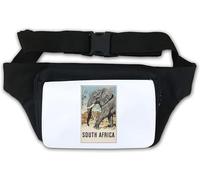 South Africa Elephant Retro Style Travel Poster Waist Bag Fanny Pack White