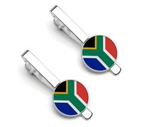 South Africa Flag 2 Pcs Tie Clips for Men Necktie Tie Bar | Electroplated Copper Men's Tie Clips Smooth Surface Tie Clasps Lightweight Necktie Clip for Father Husband Business Wedding