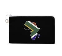 South Africa Flag Africa Map Portable Canvas Coin Purse Fashion Pencil Case Travel Makeup Bag