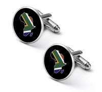 South Africa Flag Africa Map Round Cufflinks for Men Classic Cuff Links Jewellery for Wedding Business Party 2.0cm