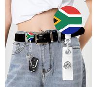 South Africa Flag Badge Reels Retractable with Clip and Keychain Funny Cute Badge Clips Id Card Badge Holder for Office Worker Doctor Nurse