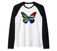 South Africa Flag Butterfly Wings Nature Art Raglan Baseball Tee