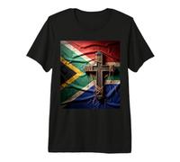South Africa Flag Christian Cross Faith Symbol Premium T-Shirt