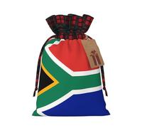 South Africa flag Christmas Tree Hanging Gift Bags Jute Drawstring Sacks with, Eco-Friendly Festive Decor & Small Present Bag for Xmas Tree