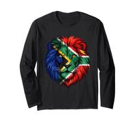 South Africa Flag Colors Lion Head Long Sleeve T-Shirt