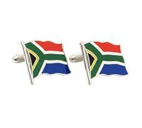 South Africa Flag Cufflinks - Onyx Art CK994 South African Wedding Gift In Premier Life Packaging