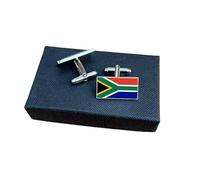 South Africa Flag Cufflinks - South African National Flag Gift for Men | Green, Yellow, Red, Blue, Black & White Design | Groomsmen Wedding Gift | Gift Box Included | South African Heritage Keepsake