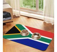 South Africa Flag Dog Food Mat, Absorbent Pet Feeding Mat for Food and Water Bowls Non-Slip Placement Pad for Floors Waterproof Quick Dry Water Dispenser Mat for Dogs Puppy Cats 12x18 Inch