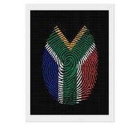 South Africa Flag Finger Diamond Painting Kits for Adults Full Square Drill Diamond Art 12"x16"