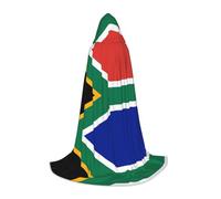 South Africa Flag Hooded Cape For Teenagers, Unisex Cloak Robe Hooded Halloween Costume Satin Witches Vampire Cloak Fancy Dress Up Children
