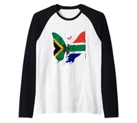 South Africa Flag Jamaica Butterfly South African Roots Raglan Baseball Tee