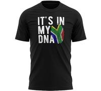South Africa Flag Mens T Shirt Its in My DNA Fingerprint South African Tee Football Rugby World Top, 3XL, Black