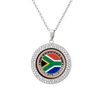 South Africa Flag Novelty Pendant Necklace Fashion Diamond Jewelry for Women Men Silver Gold