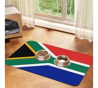 South Africa Flag Pet Feeding Mat Dog Cat Eating Food Absorbent Leather Tablecloth for and Water Bowl Waterproof No Stains Quick Dry Non-Slip 23.62 * 15.75IN