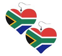South Africa flag picture Leather Heart earrings Pendant Stylish and beautiful Lightweight Dangle for Women Girls