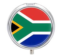 South Africa Flag Pill Box Medicine Pill Organizer 3 Compartment Daily Pill Case Small Pill Container Round Pill Holder Travel Pill Box Metal Pill Case for Purse Pocket