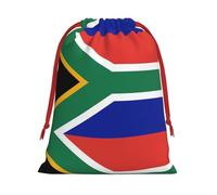 South Africa Flag Print Plush Gift Bags Reusable Drawstring Gift Wrap Bags,For Holiday Candy Party Supplies