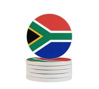South Africa Flag Print Round Diatomite Coasters (Multipack), Fast-Drying, Drink Coasters For Multipurpose Use