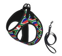 South Africa Flag Print Small Dog Harness And Leash Set, Adjustable Soft Vest With 360° Reflective Straps For Cats Puppy