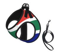 South Africa Flag Print Small Dog Harness And Leash Set, Adjustable Soft Vest With 360° Reflective Straps For Cats Puppy