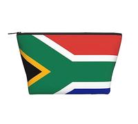 South Africa Flag Travel Makeup Bag - Trapezoidal Portable Cosmetic Organizer Bag - Durable, Spacious, and Versatile