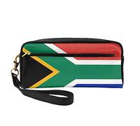South Africa Flag Travel Makeup Bag with Handle Strap - Soft and Versatile Pu Leather Portable Cosmetic Organizer Bag for Ladies Girls Gifts