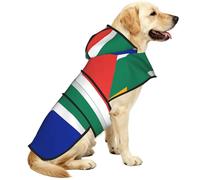 South Africa Flag Waterproof Dog Raincoat And Rain Jacket With Hood, Reflective Strips And Adjustable Belly Strap, Fits Small To Large Dogs