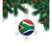 South Africa Frame Silver Christmas Ornament Round Christmas Tree Ornament Flag Sports Bar Party Events Round Keepsake International Flag Bunting Banner Collectible Gift for Xmas Party Decorations