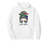 South Africa Girl Messy Bun Sunglasses Flag Pullover Hoodie