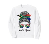 South Africa Girl Messy Bun Sunglasses Flag Sweatshirt