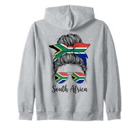 South Africa Girl Messy Bun Sunglasses Flag Zip Hoodie