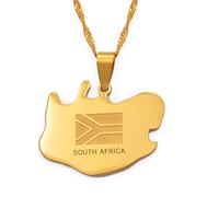South Africa Gold Plated Map Necklace Pendant & 60cm Chain African Africans UK Store