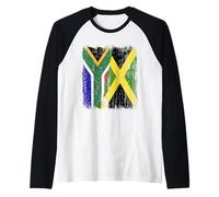 South Africa Jamaica Half Flag South African Jamaican Jersey Raglan Baseball Tee
