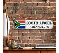 South Africa National Flag Aluminum Sign Johannesburg City Retro Metal Wall Hanging Sign Country Souvenir Metal Tin Sign Quality Metal Sign for Street Front Porch 12X3In