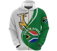 South Africa National Flag Map Print Hoodie - Comfortable Zip-Up Hooded Top Long Sleeve Springboks Sweatshirts Jacket, Plus Size Winter Warm Sports Cardigan with Pockets South A