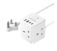 South Africa Plug Adapter, PD20W 3 Way Cube Extension Lead, Type M,1.5M | 4 Fast Charging USB (QC3.0/PD20W), Adapter for UK to South Africa, Namibia, Swaziland, Lesotho