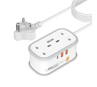 South Africa Plug Adapter with 1.5M Extension Cable, BEVA 2 Way 3 USB (2A+1C) Power Adapter with Retractable USB C Cable for UK to South Africa, Namibia, Swaziland, Lesotho, Bhutan (Type M)
