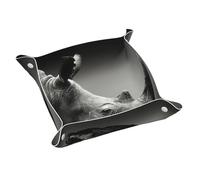 South Africa Rhino Print Leather Valet Tray For Women,Travel Organizer, Trinket Jewelry Cosmetic Organizer Tray