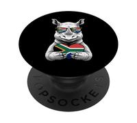 South Africa Roots Rhino South African Flag PopSockets Adhesive PopGrip