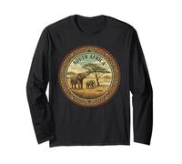 South Africa Safari Elephant Family African Wildlife Vintage Long Sleeve T-Shirt
