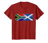 South Africa Scotland expat Flags Blended (Distressed) T-Shirt, Youth, Cranberry Red, 2T