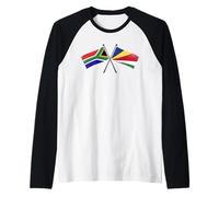 South Africa Seychelles Crossed Flags Raglan Baseball Tee