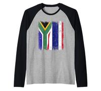 South Africa Thailand Half Flag South African Thai Roots Raglan Baseball Tee